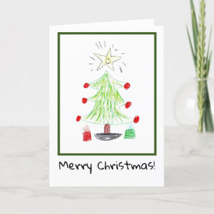 Festiva Tarjeta para navidades - Arte para niños - Árbol d