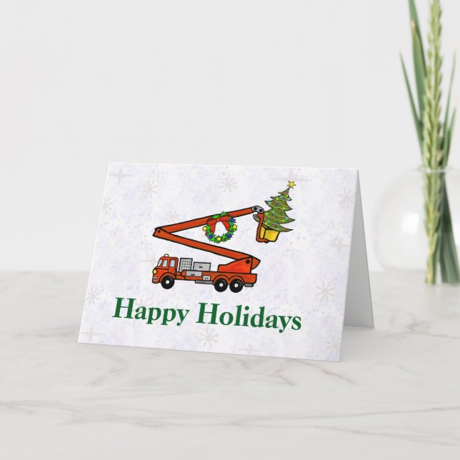 Festiva Tarjeta para Navidades de bomberos de cubo (Anverso)