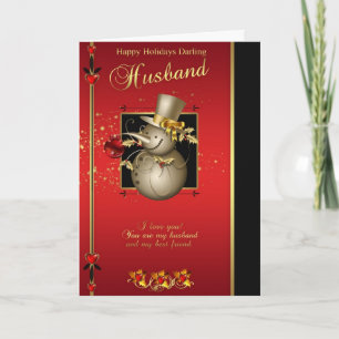Festiva Tarjeta para Navidades de marido - Snowman con efe