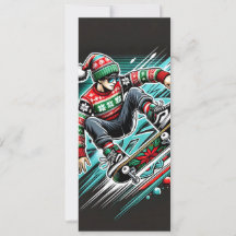 Tarjeta para Navidades de vacaciones en patineta G