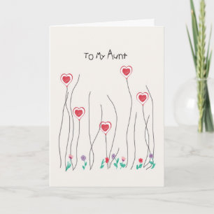Festiva Tarjeta para tía en corazones y flores El día de S