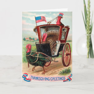 Festiva Tarjeta Patriótica de Acción de Gracias de Vintage