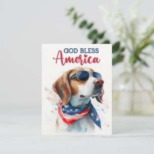 Festiva Tarjeta Patriótica Perro-Beagle 4 de Julio