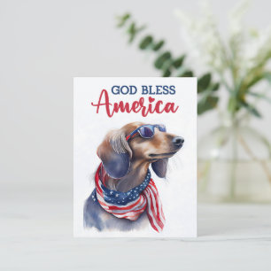 Festiva Tarjeta Patriótica Perro-Dachshund 4 de julio