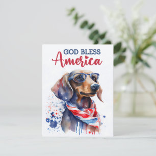 Festiva Tarjeta Patriótica Perro-Dachshund 4 de julio