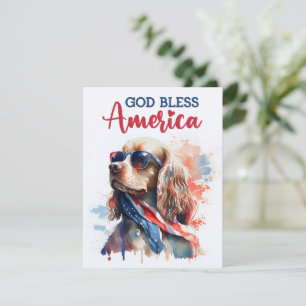 Festiva Tarjeta Patriótica Perro-Español 4 de Julio