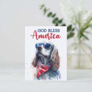 Festiva Tarjeta Patriótica Perro-Español 4 de Julio