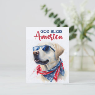 Festiva Tarjeta Patriótica Perro-Labrador Recuperador 4 de