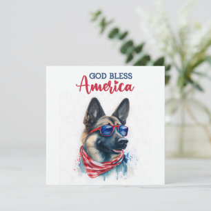 Festiva Tarjeta Patriótica Perro-Pastor Alemán 4 de Julio