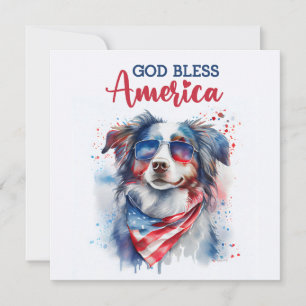 Festiva Tarjeta Patriótica Perro-Pastor Australiano 4 de J