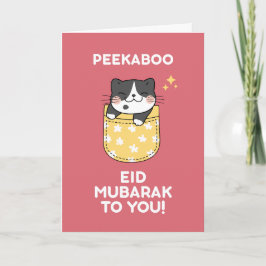 Festiva Tarjeta Peekaboo Cute Cat Kawaii Eid Mubarak