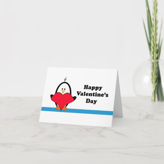 Festiva Tarjeta Penguin Heart Valentine (Anverso)