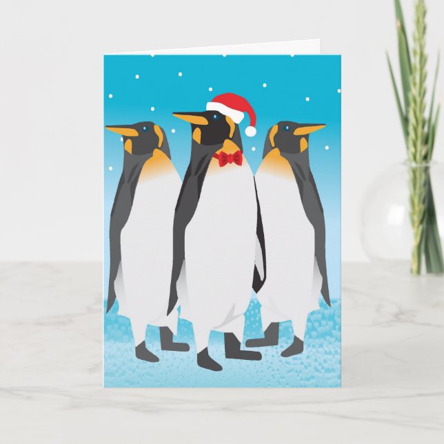 Festiva Tarjeta Penguin para navidades (Anverso)