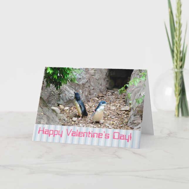 Festiva Tarjeta Penguins de San Valentín (Anverso)