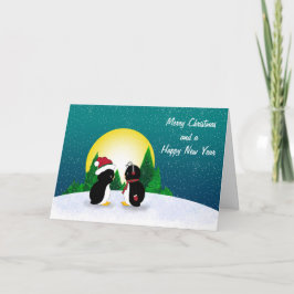 Festiva Tarjeta Penguins para navidades