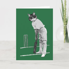 Festiva tarjeta personalizable de gato de cricket vintage