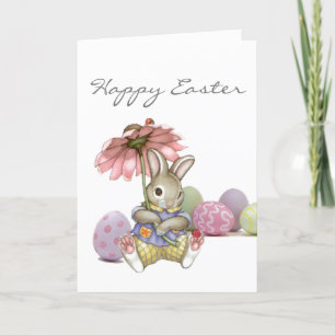 Festiva Tarjeta personalizada - conejo y mariquitas
