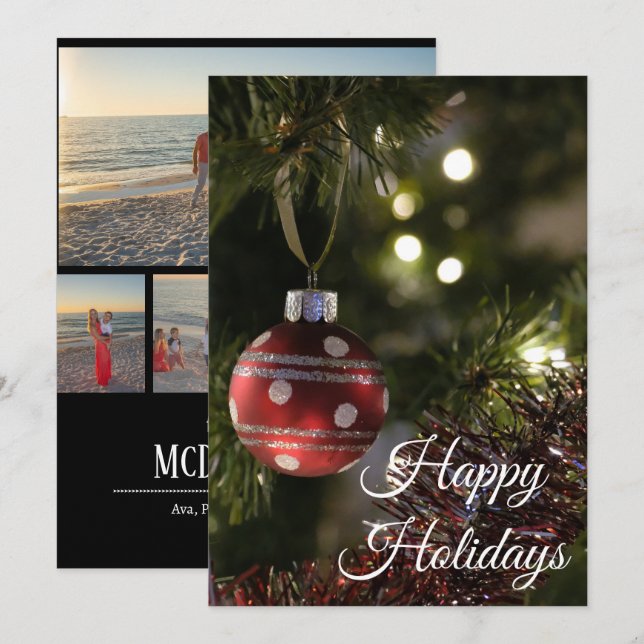 Festiva Tarjeta personalizada de 5 fotos de Collage para l (Anverso / Reverso)