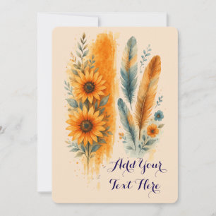 Festiva Tarjeta personalizada de acuarela boho para el Día