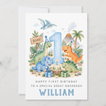 Tarjeta personalizada de cumpleaños de dinosaurio