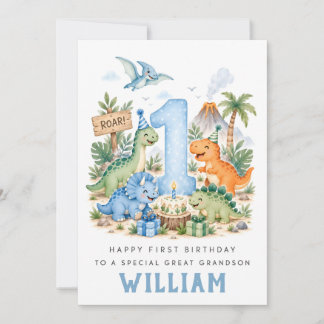 Festiva Tarjeta personalizada de cumpleaños de dinosaurio