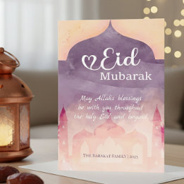 Festiva Tarjeta personalizada de Eid Mubarak con diseño de
