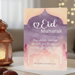 Festiva Tarjeta personalizada de Eid Mubarak con diseño de