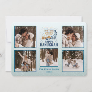 Festiva Tarjeta personalizada de Feliz Janucá con 5 fotos