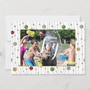 Festiva Tarjeta personalizada de fotos para Navidades "Orn