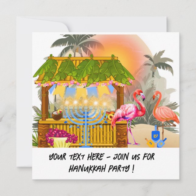 Festiva Tarjeta Personalizada de Janucá - Tema de Playa Ba (Anverso)