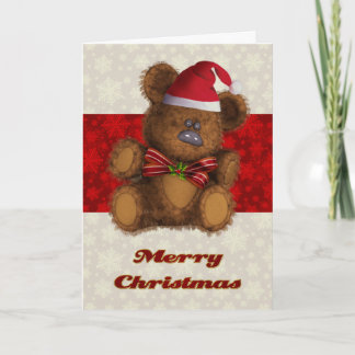 Festiva Tarjeta personalizada de Navidades de osito de pel