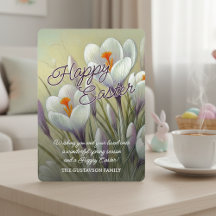Tarjeta personalizada de Pascua con crocus florale