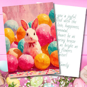 Festiva Tarjeta personalizada de Pascua con flores y huevo