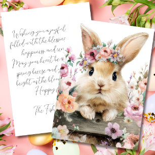 Festiva Tarjeta personalizada de Pascua con flores y huevo