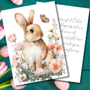Festiva Tarjeta personalizada de Pascua con flores y huevo