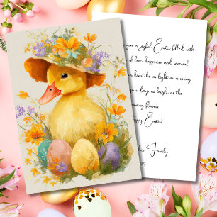 Festiva Tarjeta personalizada de Pascua con flores y un pa