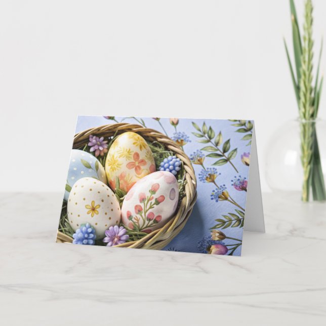 Festiva Tarjeta personalizada de Pascua con huevos pintado (Anverso)