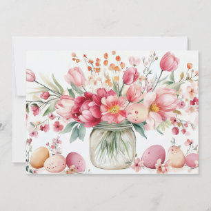 Festiva Tarjeta personalizada de Pascua con huevos y flore