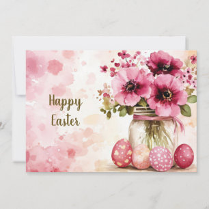 Festiva Tarjeta personalizada de Pascua con huevos y flore