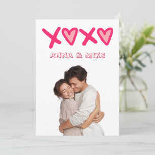 Festiva Tarjeta personalizada de San Valentín con foto XOX