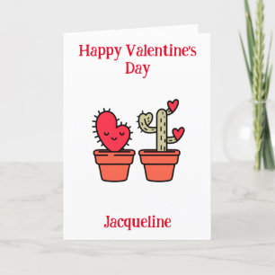 Festiva Tarjeta personalizada de San Valentín de cactus di