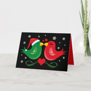 Festiva Tarjeta personalizada Lovebirds navidades