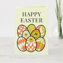 Festiva Tarjeta Personalizada Retro Groovy Feliz Pascua