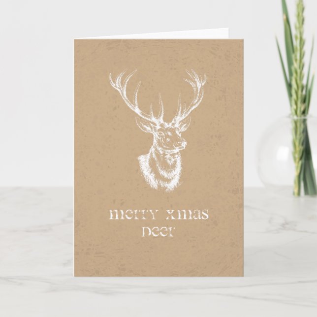 Festiva Tarjeta personalizada Stag Print Merry Xmas Deer (Anverso)