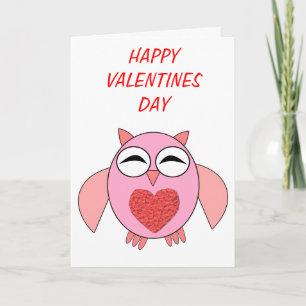 Festiva Tarjeta Personalizado de búho de amor rosado