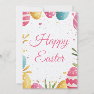 Festiva Tarjeta personalizado de Pascua con huevos y flore