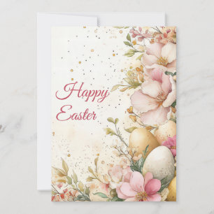 Festiva Tarjeta personalizado de Pascua con huevos y flore
