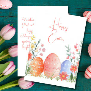 Festiva Tarjeta personalizado de Pascua con huevos y flore
