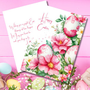 Festiva Tarjeta personalizado de Pascua con huevos y flore