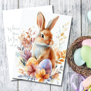 Festiva Tarjeta personalizado de Pascua con huevos y flore